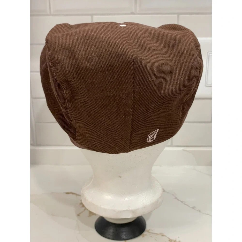 Vintage Y2K Volcom Gals Flat Cap Hat Women One Size Brown Corduroy Newsboy New